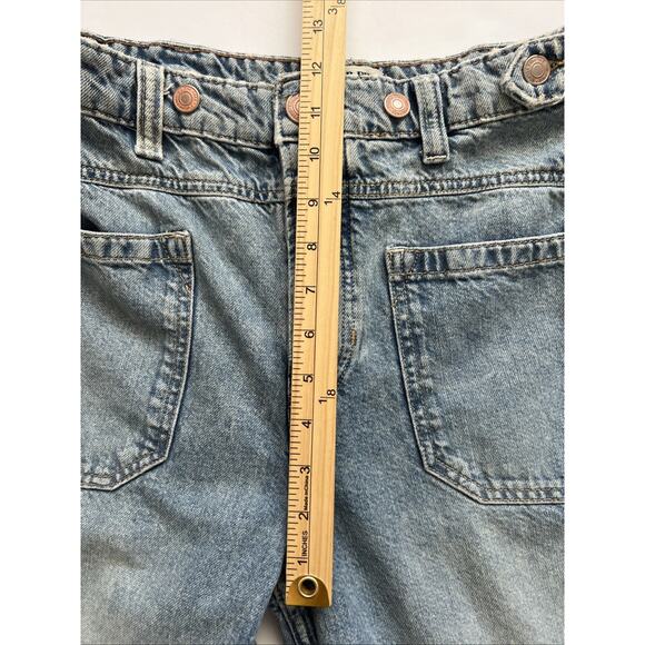 We The Free Palmer Cuffed Jeans Womens 28 Relaxed Fit Wide Leg Button Fly Loose - Picture 7 of 12
